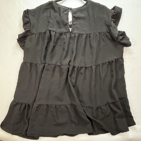 ODDY Peasant Top Black Embroidered Boho Indie Hipster Summer Blouse - Picture 3 of 9